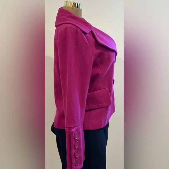 Metrostyle  Pink Pea Coat. Doublee Breasted. Large Cuffed & Buttons Sleeve Sz 8 - Picture 4 of 15